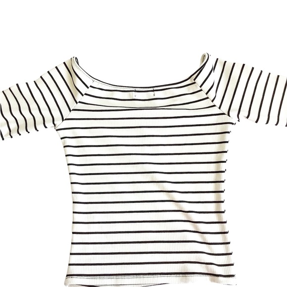 Popular 21 Two Piece Ribbed Skirt and Top Black White Striped Size M - Picture 2 of 8